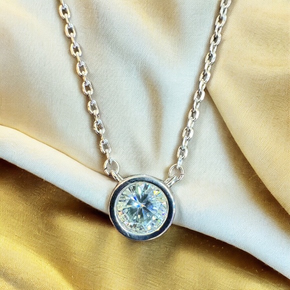 Artisan Jewelry - NEW | 1 Carat Moissanite Soldered Bezel Pendant Necklace (16-18”)
